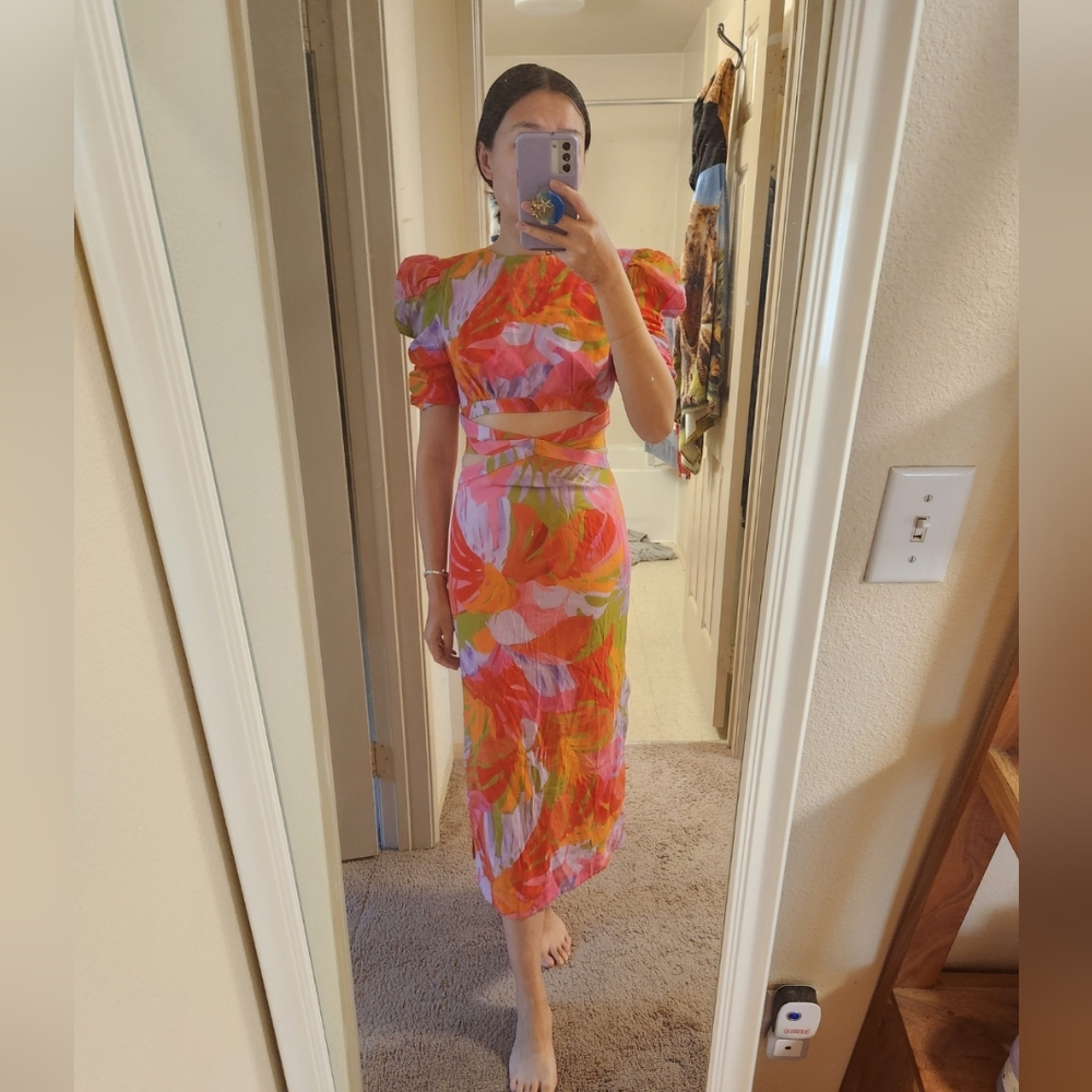 Farm Rio Colorful Leaves Midi Dress - Picture 5 of 14